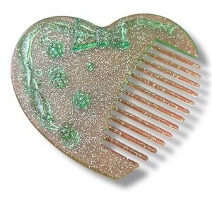 Vintage Y2K glittery heart comb